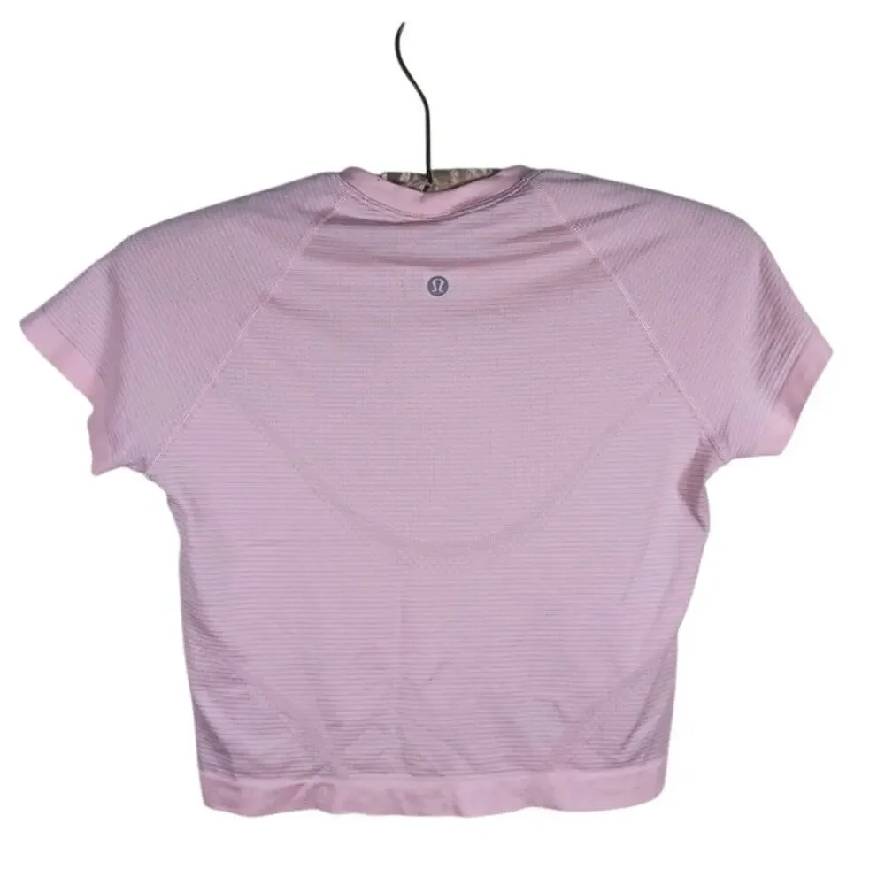 Lululemon Swiftly Tech Cropped Shirt Size 6 Pink Running Workout Athletic Gym
